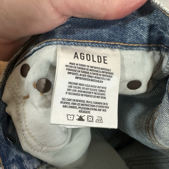 AGOLDE‎ Fen High Rise Relaxed Taper Button Fly Blue Jeans in Wander Size 26 NWT - Picture 14 of 16
